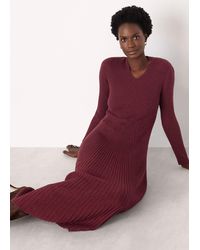 Whistles - V Neck Cable Ribbed Knit Dress - Lyst