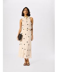 Whistles - Jacquard Spot Satin Midi Skirt - Lyst