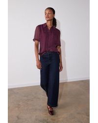 Whistles - Polka Dot Sheer Sleeve Shirt - Lyst