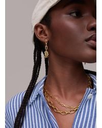 Whistles - Leaf Chain Drop Earring - Lyst