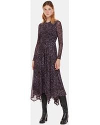 Whistles - Feather Leopard Mesh Dress - Lyst