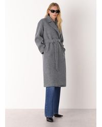 Whistles - Long Belted Wool Coat - Lyst
