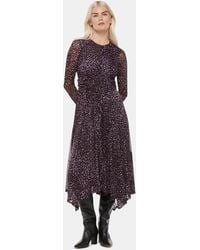 Whistles - Petite Feather Leopard Mesh Dress - Lyst