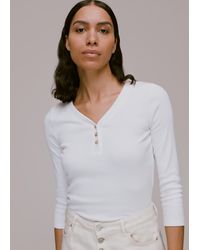 Whistles - Paiton Ribbed Button Front Top - Lyst