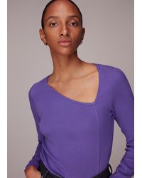 Whistles - Ribbed Asymmetric V-neck Top - Lyst