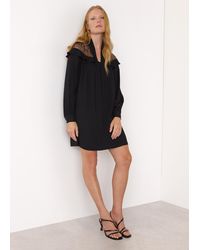 Whistles - Lace Detail Crepe Mini Dress - Lyst