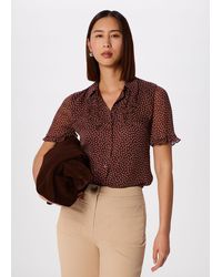 Whistles - Polka Dot Sheer Sleeve Shirt - Lyst