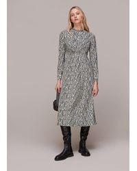Whistles - Wiggle Print Silk Midi Dress - Lyst