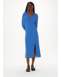 Whistles - Petite Micro Cactus Print Midi Dress - Lyst