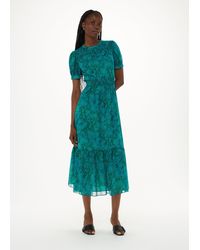 Whistles - Diagonal Snake Shirred Dress - Lyst