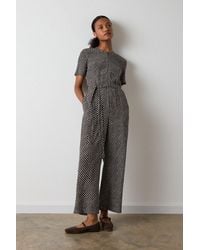 Whistles - Petite Check Short Sleeve Jumpsuit - Lyst