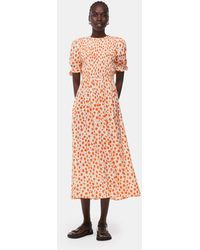 Whistles - Spot Shirred Midi Dress - Lyst