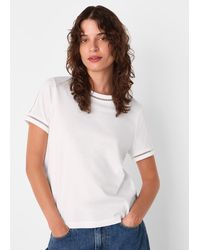Whistles - Broderie Trim Detail Tee - Lyst