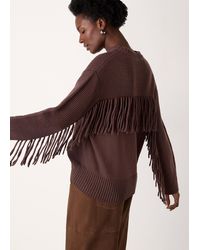 Whistles - Fringe Rib Detail Cotton Knit - Lyst
