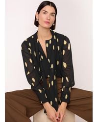 Whistles - Abstract Spot Tie Neck Blouse - Lyst