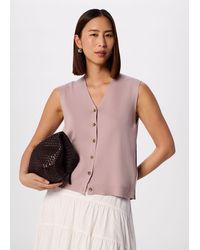 Whistles - V Neck Button Front Knit Tank - Lyst
