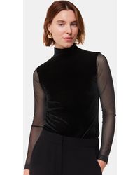 Whistles - Velvet Mesh Sleeve Top - Lyst