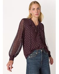 Whistles - Metallic Dobby Frill Blouse - Lyst
