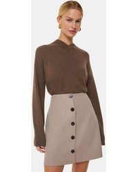 Whistles - Button Front Wool Mini Skirt - Lyst