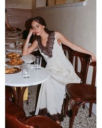 Whistles - Petite Lace V Neck Spot Midi Dress - Lyst