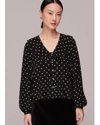 Whistles - Spot Print Collar Top - Lyst