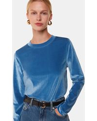 Whistles - Cropped Velvet Crew Neck Top - Lyst