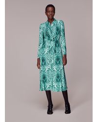 Whistles - Brushed Leopard Tie Midi Dress - Lyst