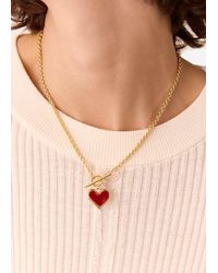 Whistles - Enamel Heart T Bar Necklace - Lyst
