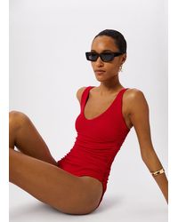 Whistles - Textured Side Ruched Swimsuit - Lyst