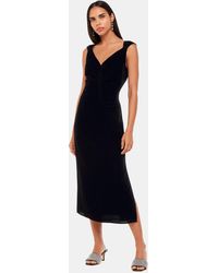 Whistles - Draped Velvet Midi Dress - Lyst