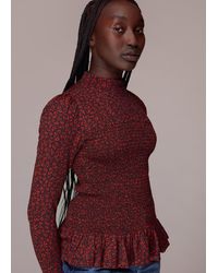 Whistles - Pansy Dot Shirred Top - Lyst