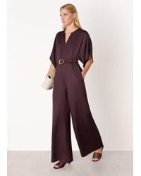 Whistles - Satin Short Sleeve Jumpsuit - Lyst