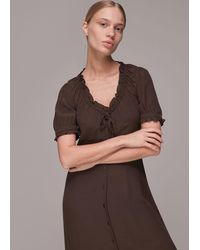 Whistles - Ada Ruched Detail Midi Dress - Lyst