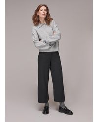 Whistles - Knitted Wide Leg Marl Trouser - Lyst