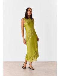 Whistles - Lace Insert Midi Dress - Lyst