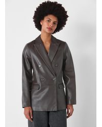 Whistles - Aliza Waisted Leather Blazer - Lyst