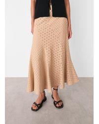 Whistles - Cotton Broderie Midi Skirt - Lyst