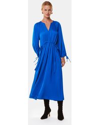 Whistles - Molly Satin Ruched Dress - Lyst
