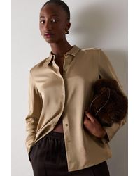 Whistles - Metallic Satin Viscose Shirt - Lyst