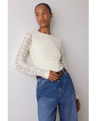 Whistles - Lace Detail Jersey Top - Lyst