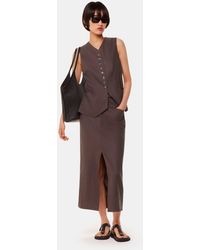 Whistles - Mila Linen Blend Midi Skirt - Lyst