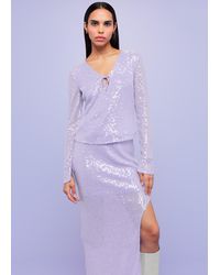 Whistles - Nola Sequin Keyhole Top - Lyst