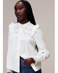 Whistles - Broderie Frill Sleeve Top - Lyst