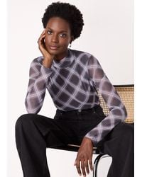 Whistles - Check Print Mesh Top - Lyst