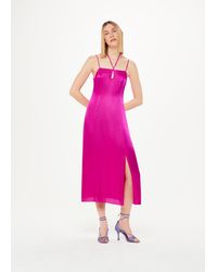 Whistles - Cut Out Silk Mix Midi Dress - Lyst