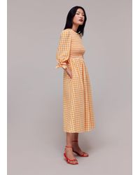 Whistles - Gingham Check Shirred Dress - Lyst