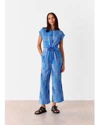 Whistles - Stripe Print Zip Jumpsuit - Lyst