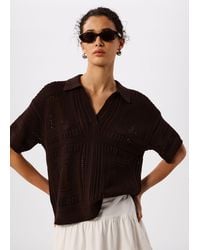 Whistles - Crochet Detail Cotton Polo - Lyst