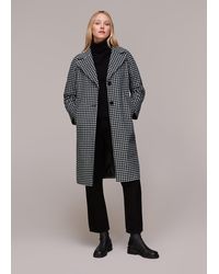 Whistles - Gingham Wool Cocoon Coat - Lyst