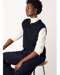 Whistles - Wool Cable Detail Knit Tank - Lyst
